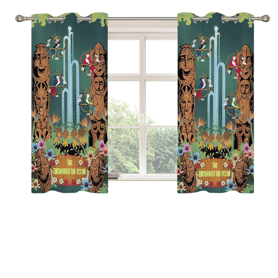 Disney Enchanted Tiki Room Peach Skin Window Curtains