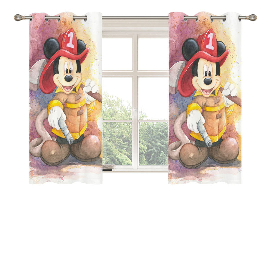 Disney Mickey Firefighter 2 Peach Skin Window Curtains