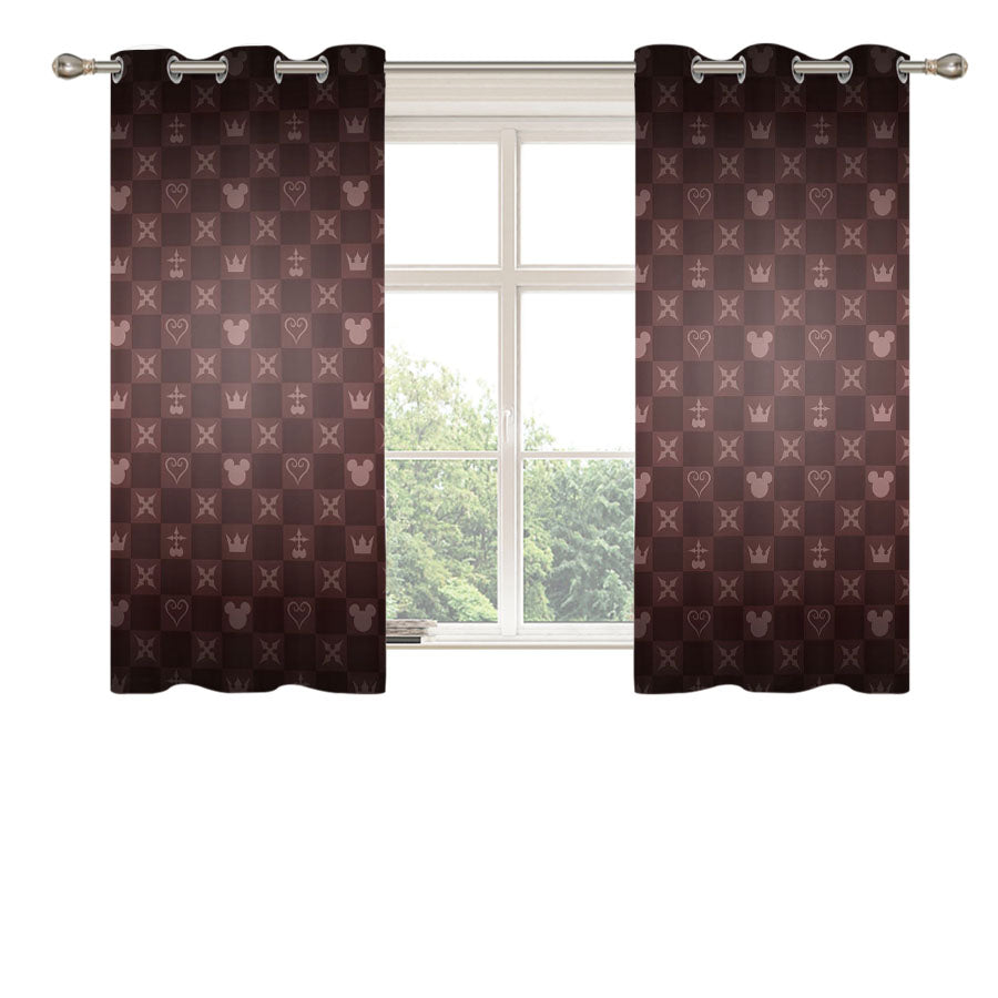 Disney Mickey Mouse Kingdom Hearts Pattern Peach Skin Window Curtains