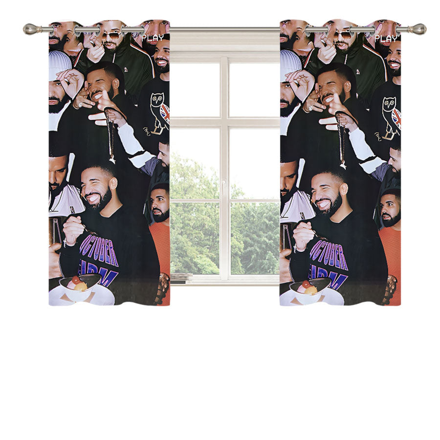 Drake Collage Peach Skin Window Curtains