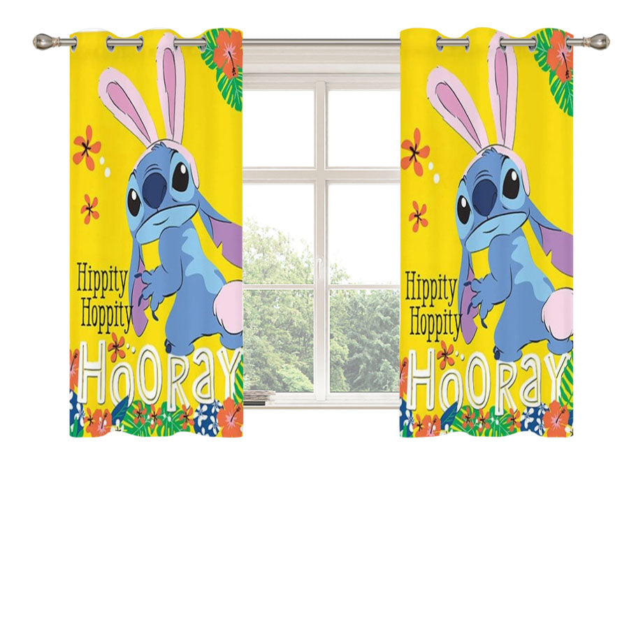 Easter Bunny Stitch Peach Skin Window Curtains