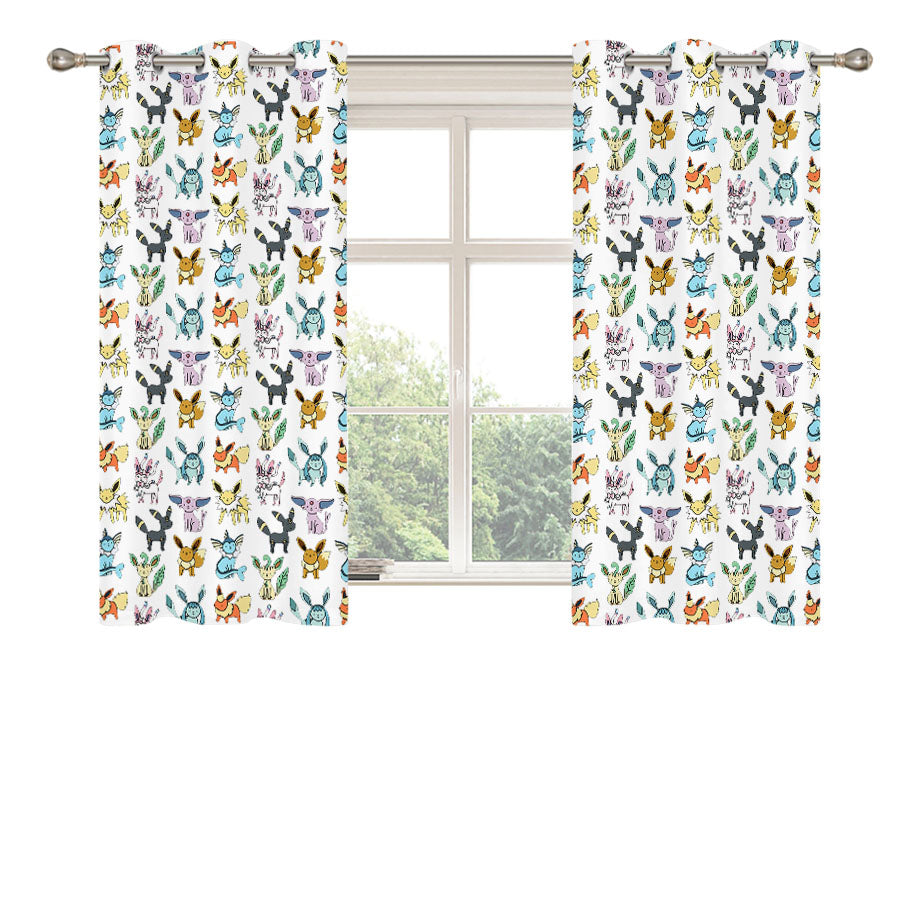 Eevee Evolutions Pattern Peach Skin Window Curtains