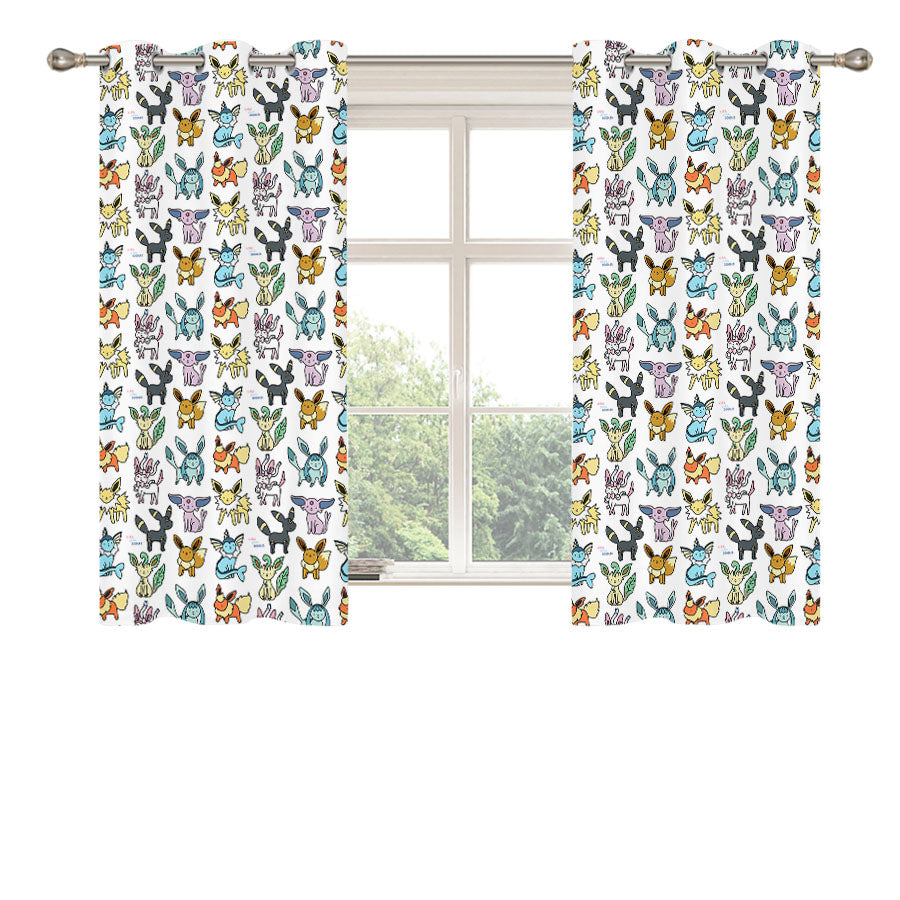 Eevee Pattern Peach Skin Window Curtains