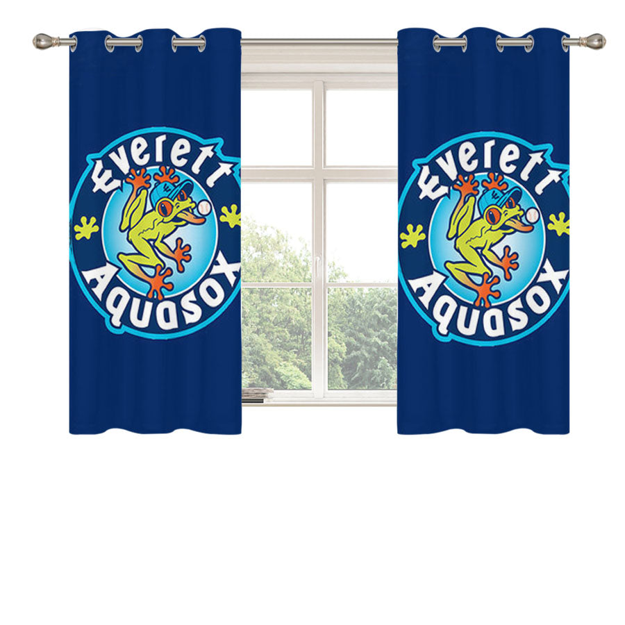 Everett Aquasox Baseball Logo Blue Peach Skin Window Curtains