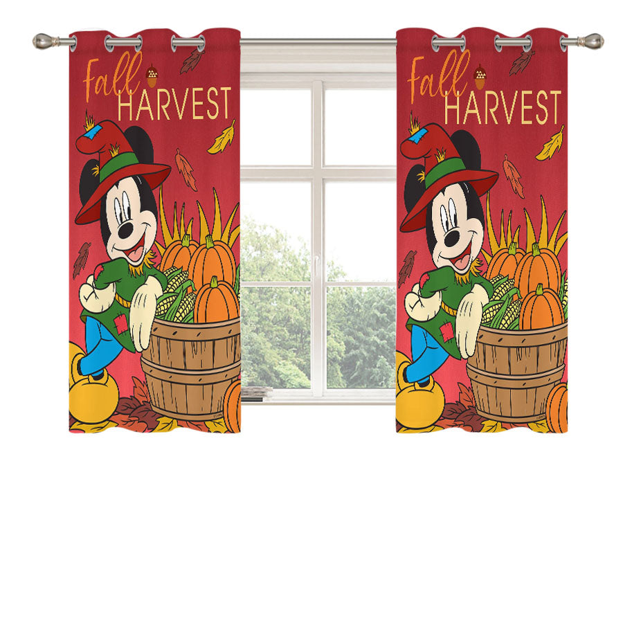 Fall Harvest Mickey Peach Skin Window Curtains