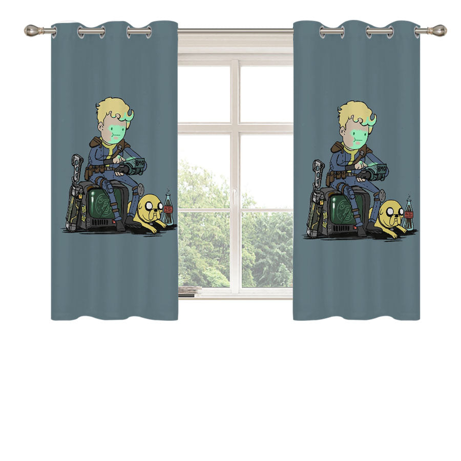 Fallout Adventure Time Vault Boy Peach Skin Window Curtains