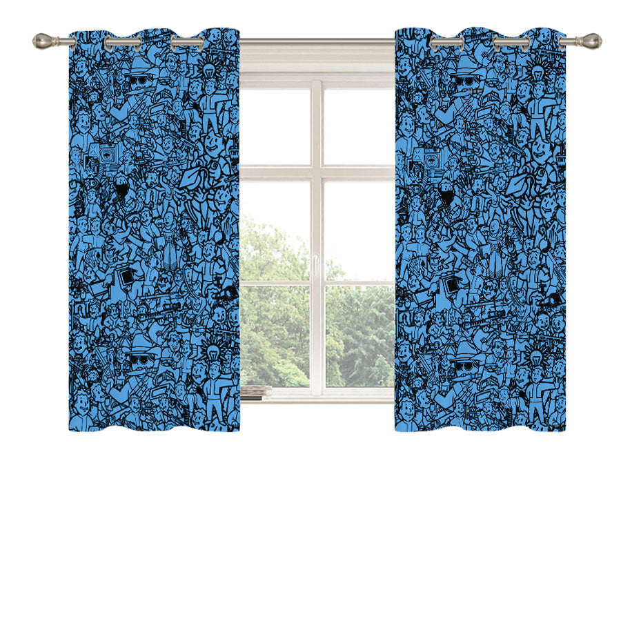 Fallout Vault Boy Collage Peach Skin Window Curtains