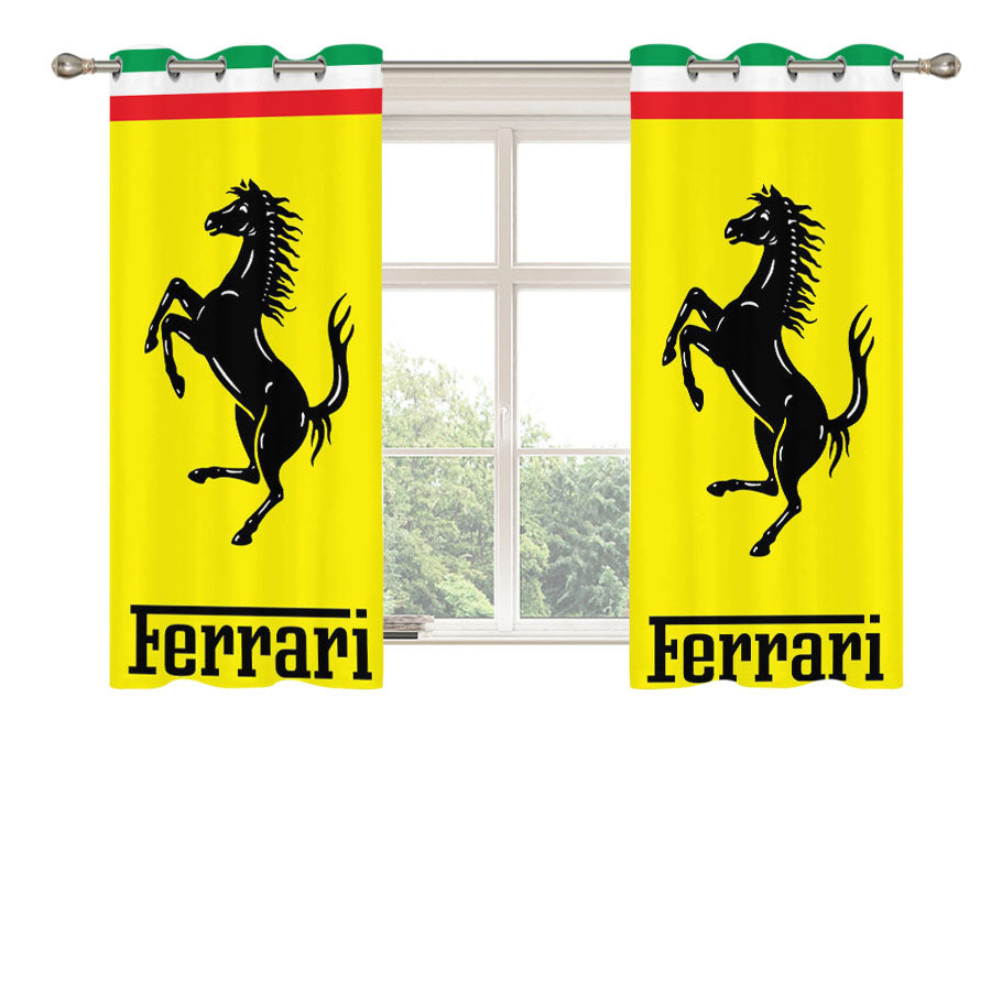 Ferrari Full Logo Peach Skin Window Curtains