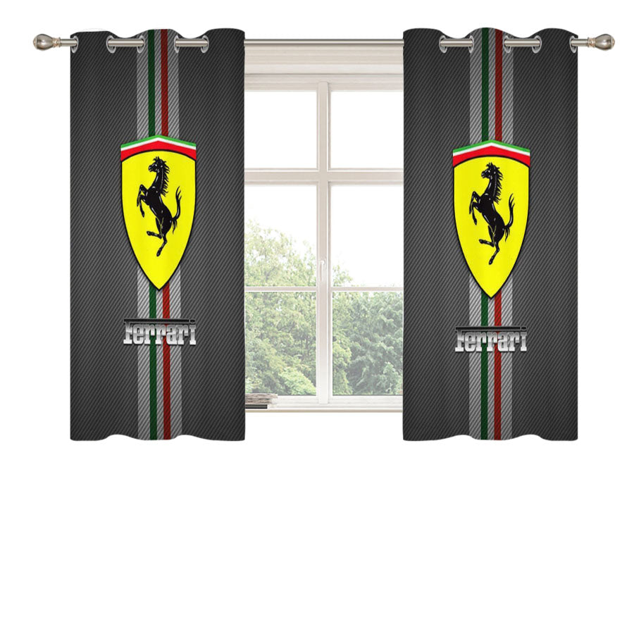 Ferrari Logo 2 Peach Skin Window Curtains