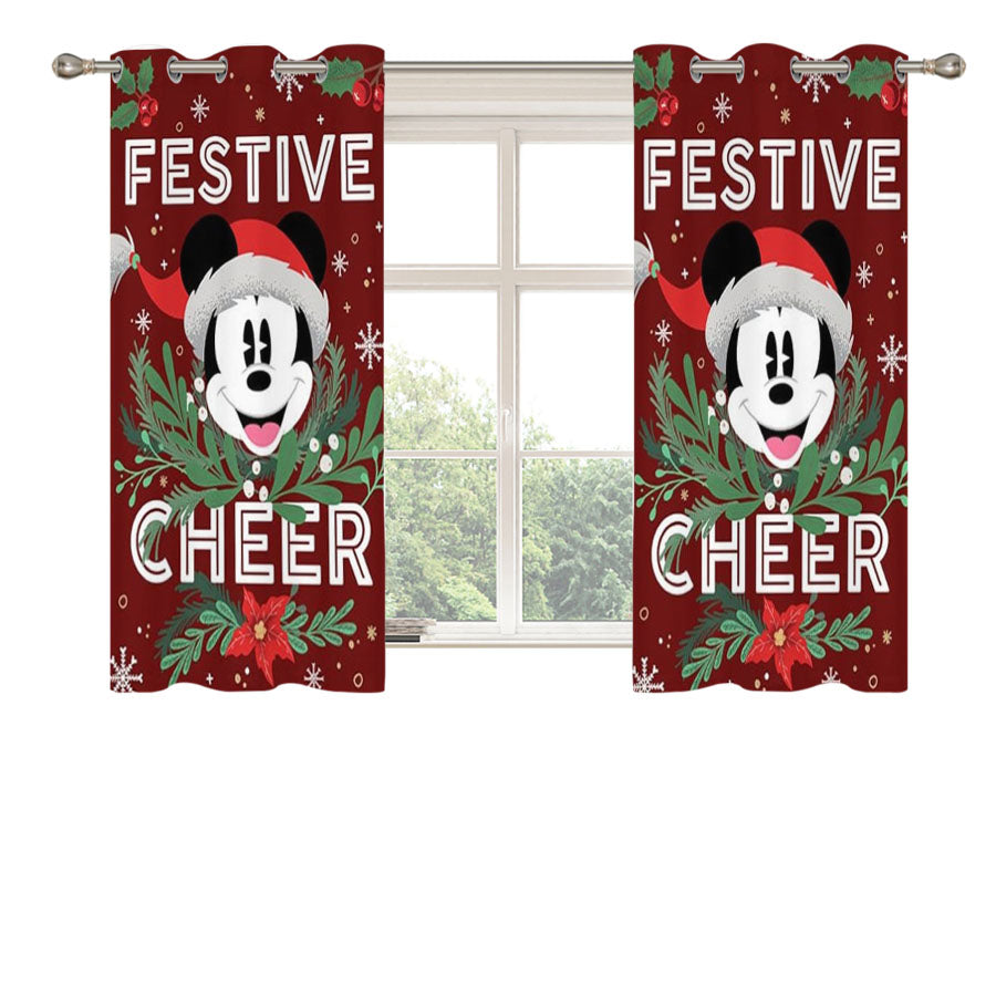 Festive Cheer Mickey Peach Skin Window Curtains