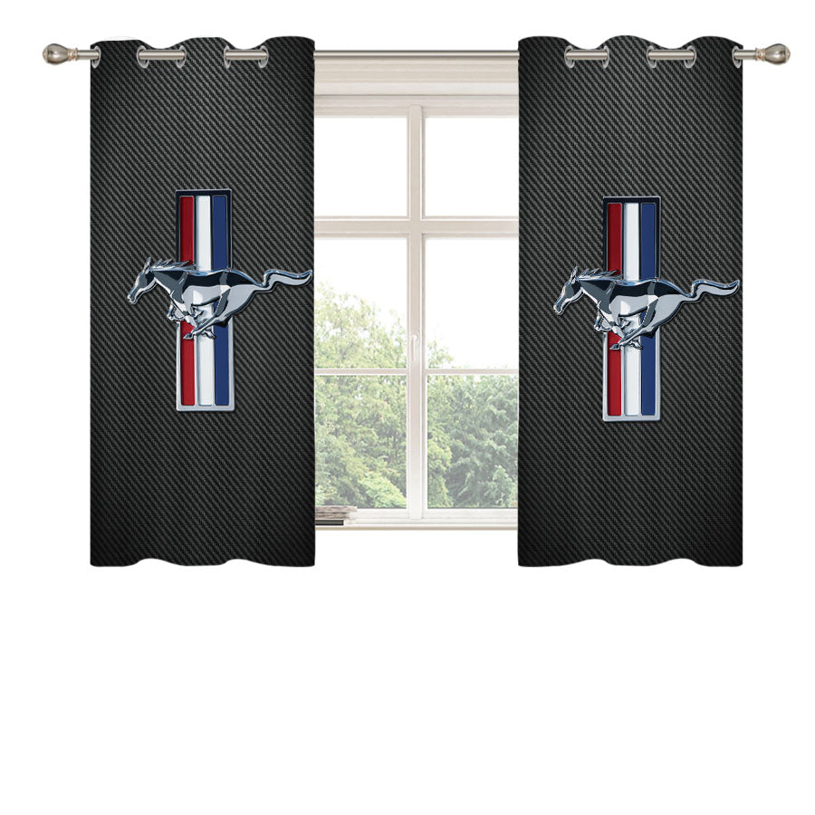 Ford Mustang Carbon Fiber Logo Peach Skin Window Curtains