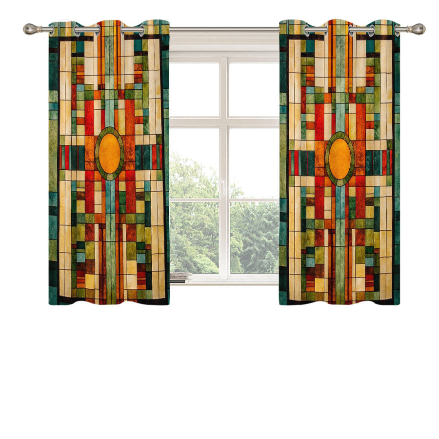 Frank Lloyd Wright Inspired Peach Skin Window Curtains