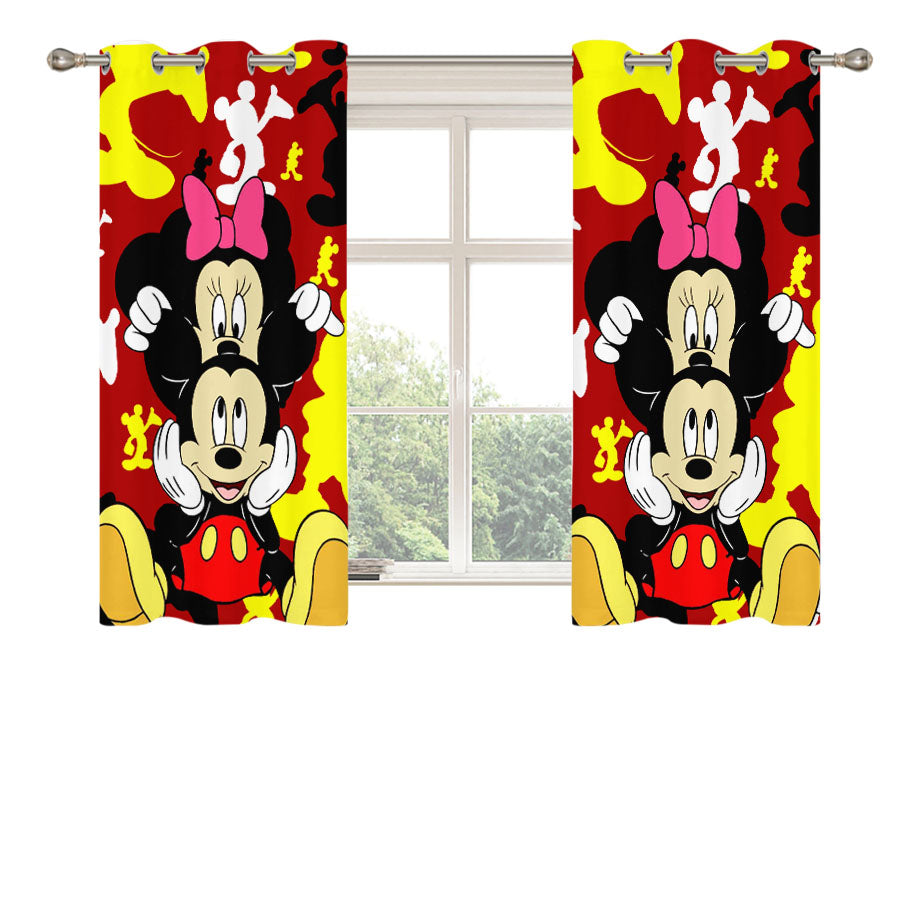 Funny Mickey And Minnie Peach Skin Window Curtains