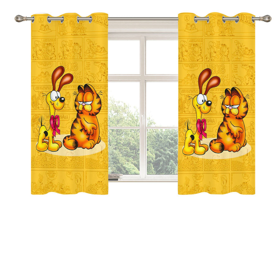 Garfield And Odie Yellow Comic Cartoon Peach Skin Window Curtains
