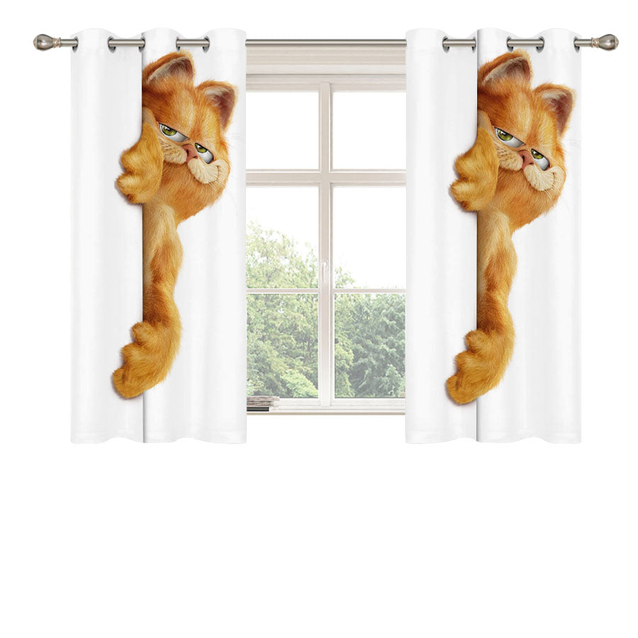 Garfield Cat Peach Skin Window Curtains