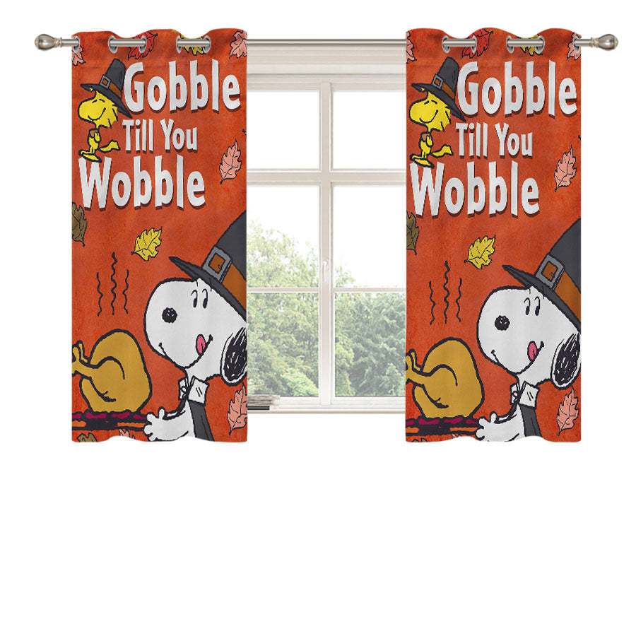 Gobble Till You Wobble Peanuts Peach Skin Window Curtains