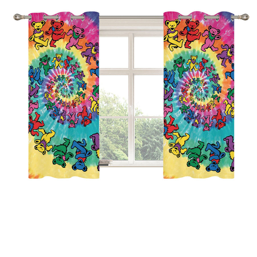 Grateful Dead Bear Peach Skin Window Curtains