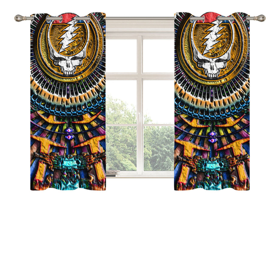 Grateful Dead I Steal Your Face Mandala Style Peach Skin Window Curtains