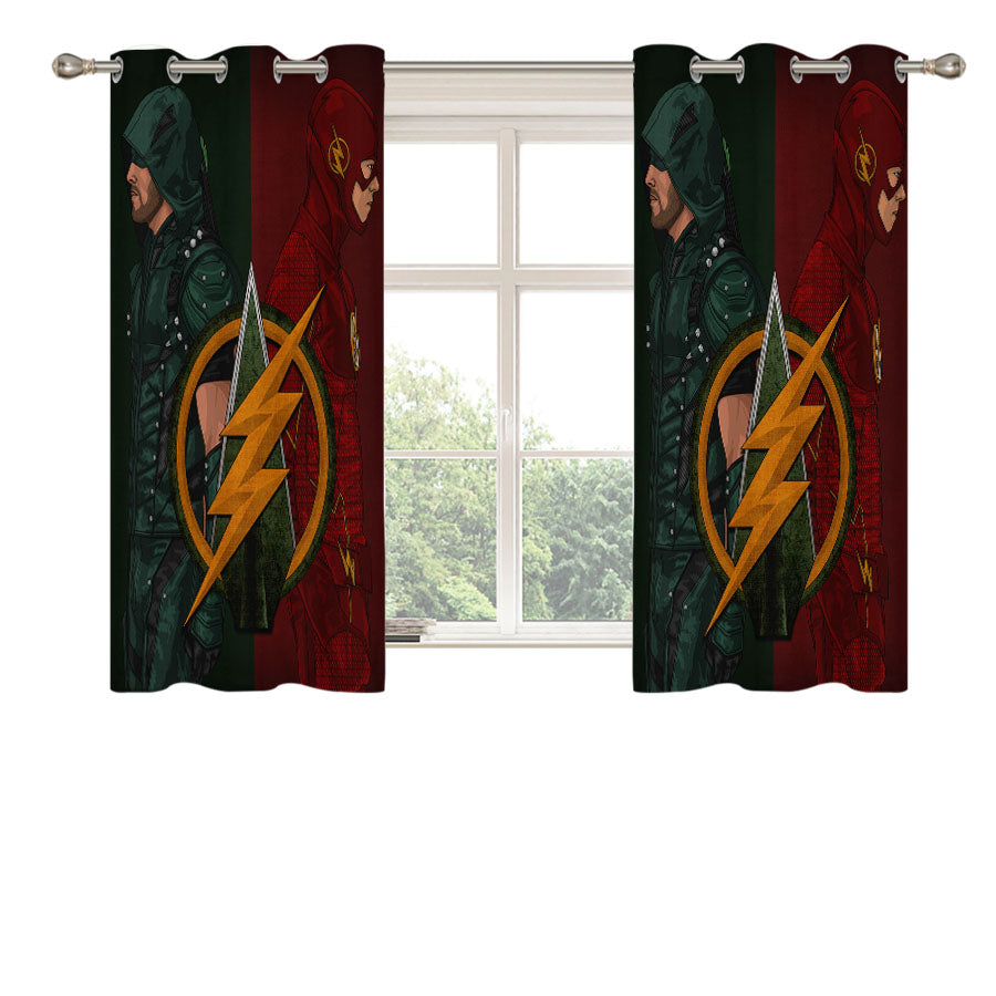 Green Arrow The Flash Peach Skin Window Curtains
