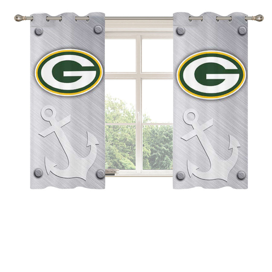 Green Bay Packers Brushed Chrome Peach Skin Window Curtains