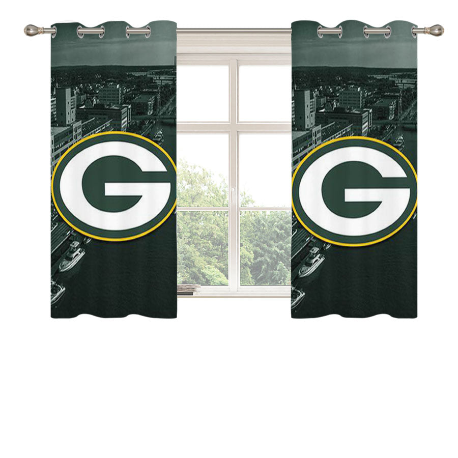 Green Bay Packers Emblem Peach Skin Window Curtains