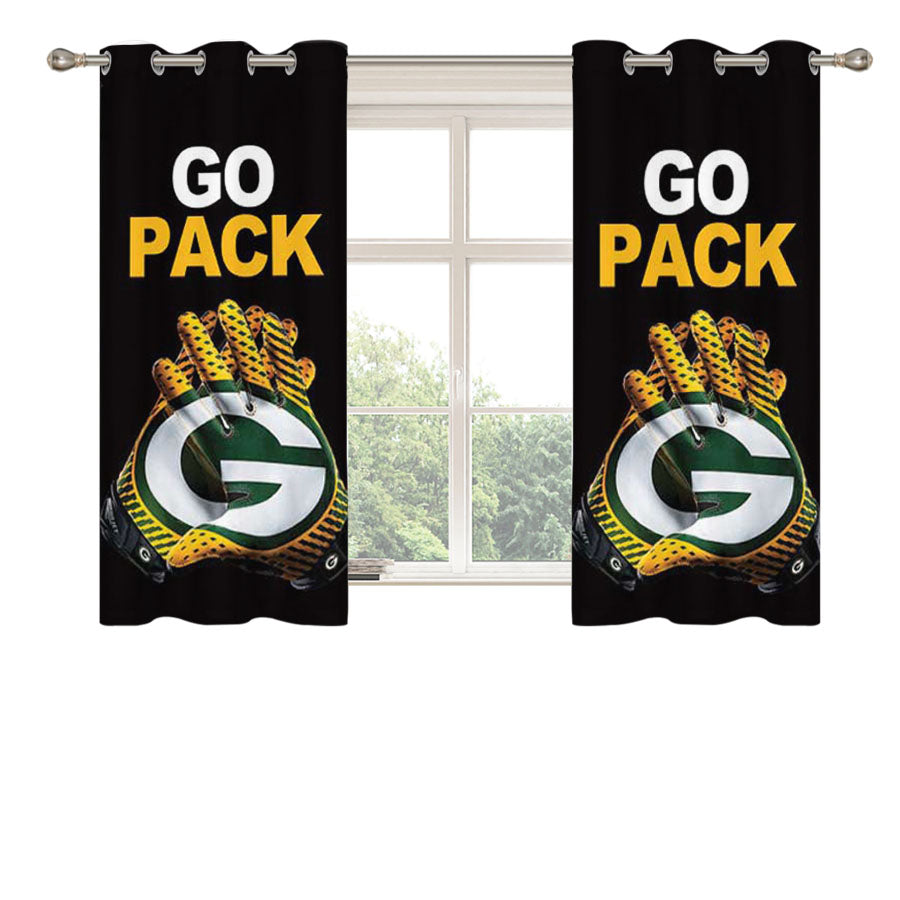 Green Bay Packers Go Pack Peach Skin Window Curtains