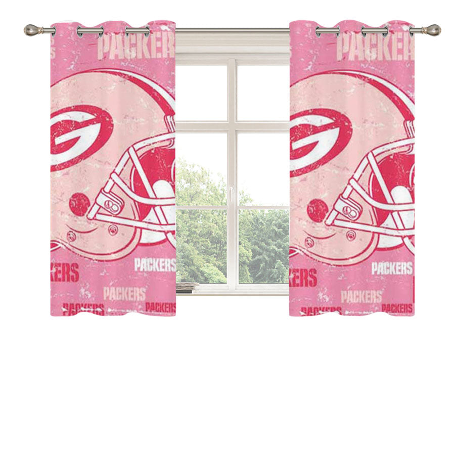 Green Bay Packers Pink Tall Peach Skin Window Curtains