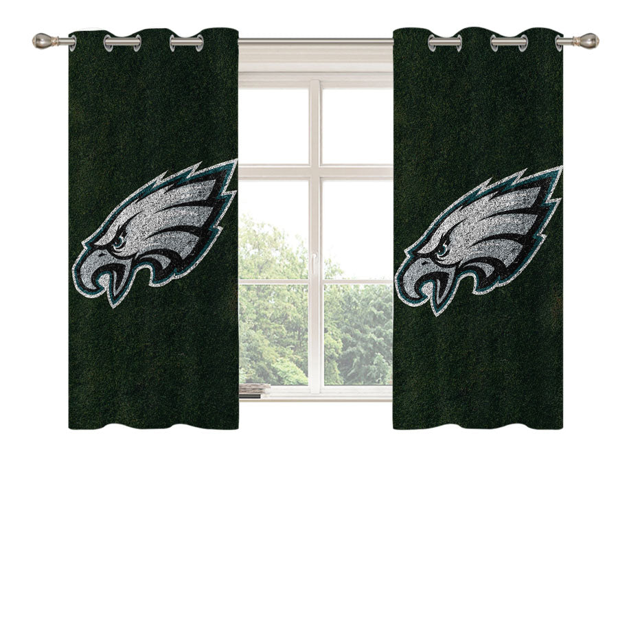 Green Philadelphia Eagles Logo Peach Skin Window Curtains