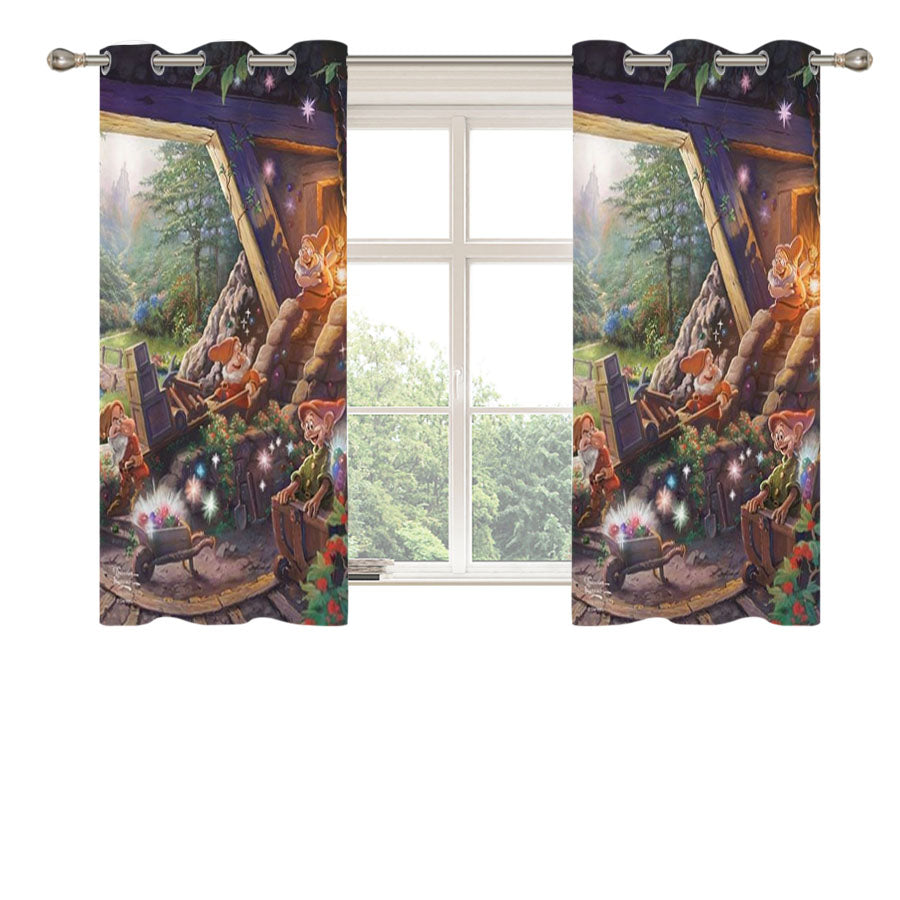 Grumpy And Dopey Seven Dwarfs Peach Skin Window Curtains