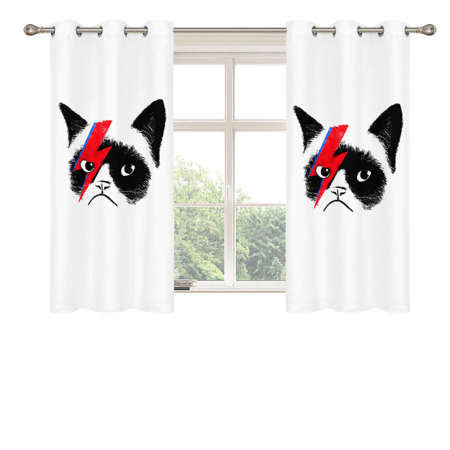 Grumpy Cat As David Bowie Peach Skin Window Curtains