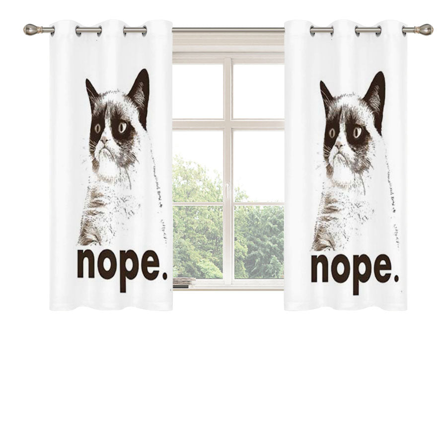 Grumpy Cat Nope Peach Skin Window Curtains