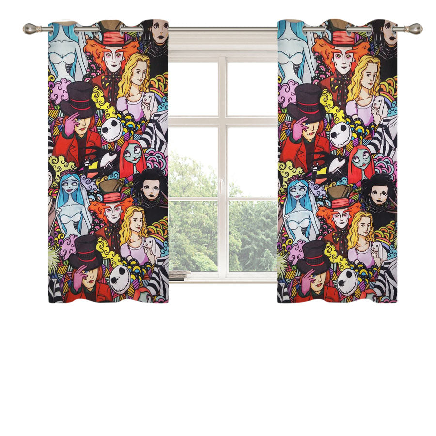 Halloween Johny Depp Pattern Cartoon Peach Skin Window Curtains