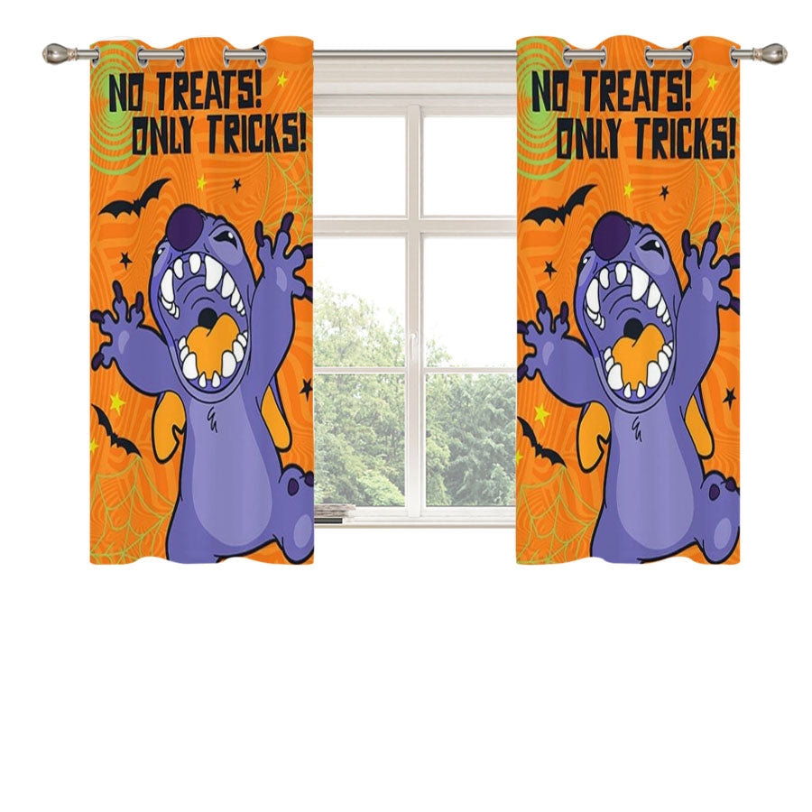 Halloween Mischief Stitch Peach Skin Window Curtains