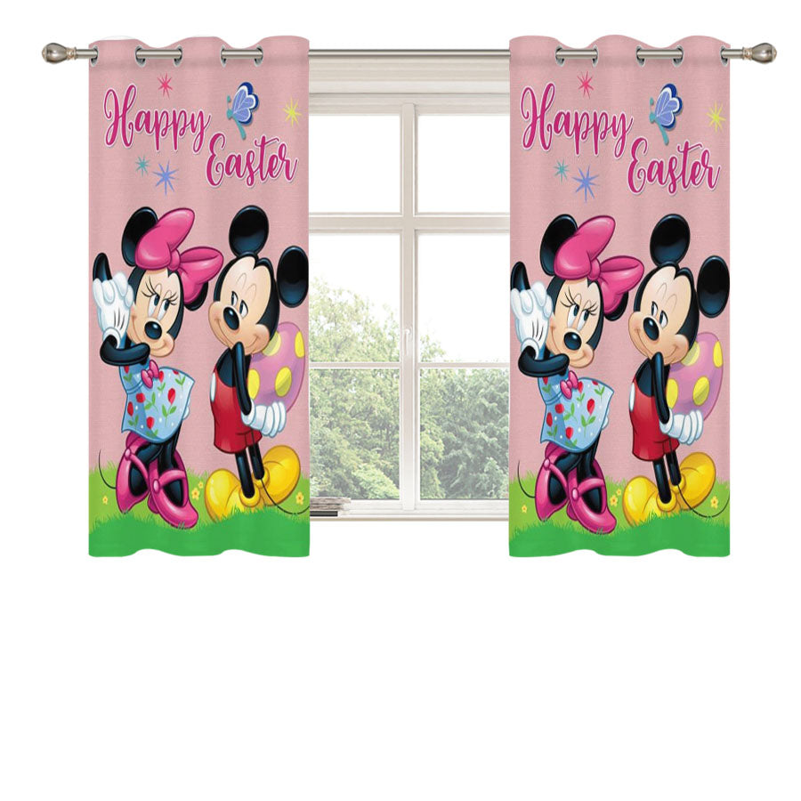 Happy Easter Mickey & Minnie Peach Skin Window Curtains