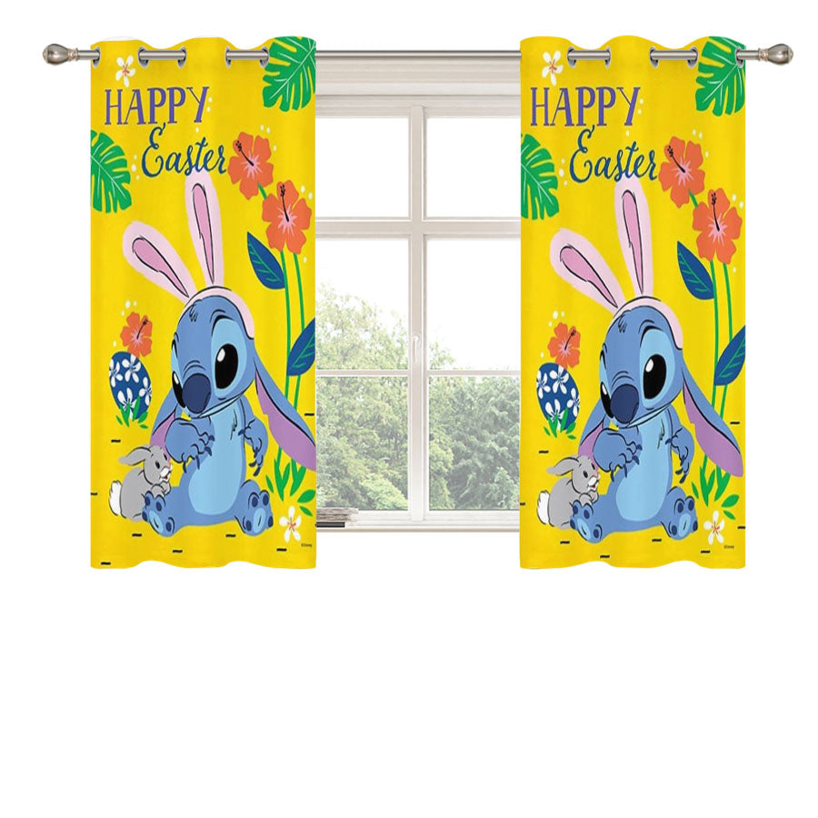 Happy Easter Stitch Peach Skin Window Curtains
