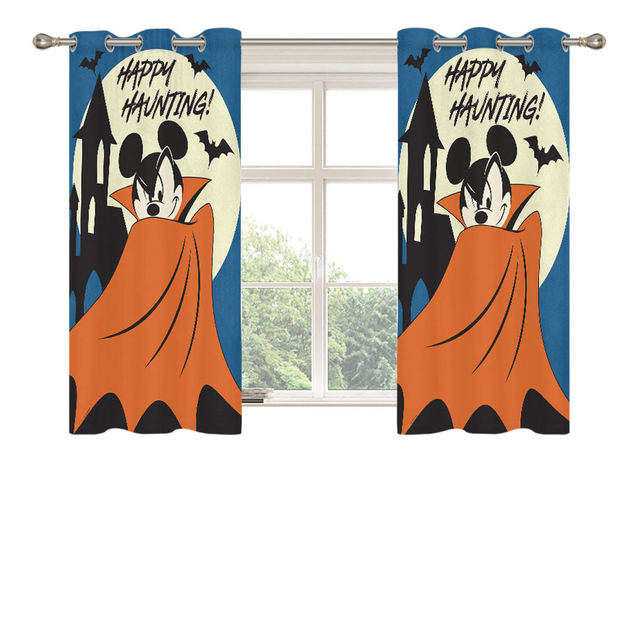 Happy Haunting Mickey Peach Skin Window Curtains