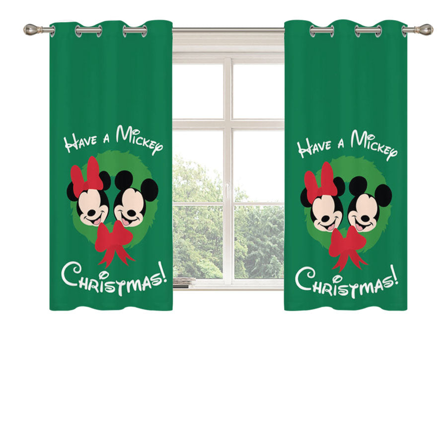 Have A Mickey Christmas Peach Skin Window Curtains