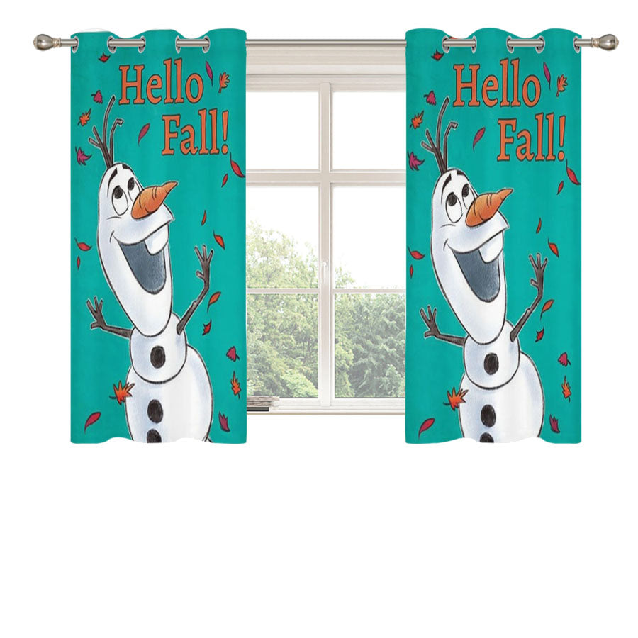 Hello Fall Olaf Peach Skin Window Curtains