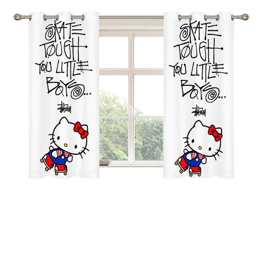 Hello Kitty Skate Stussy Peach Skin Window Curtains