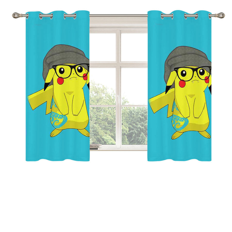 Hipster Pikachu Peach Skin Window Curtains