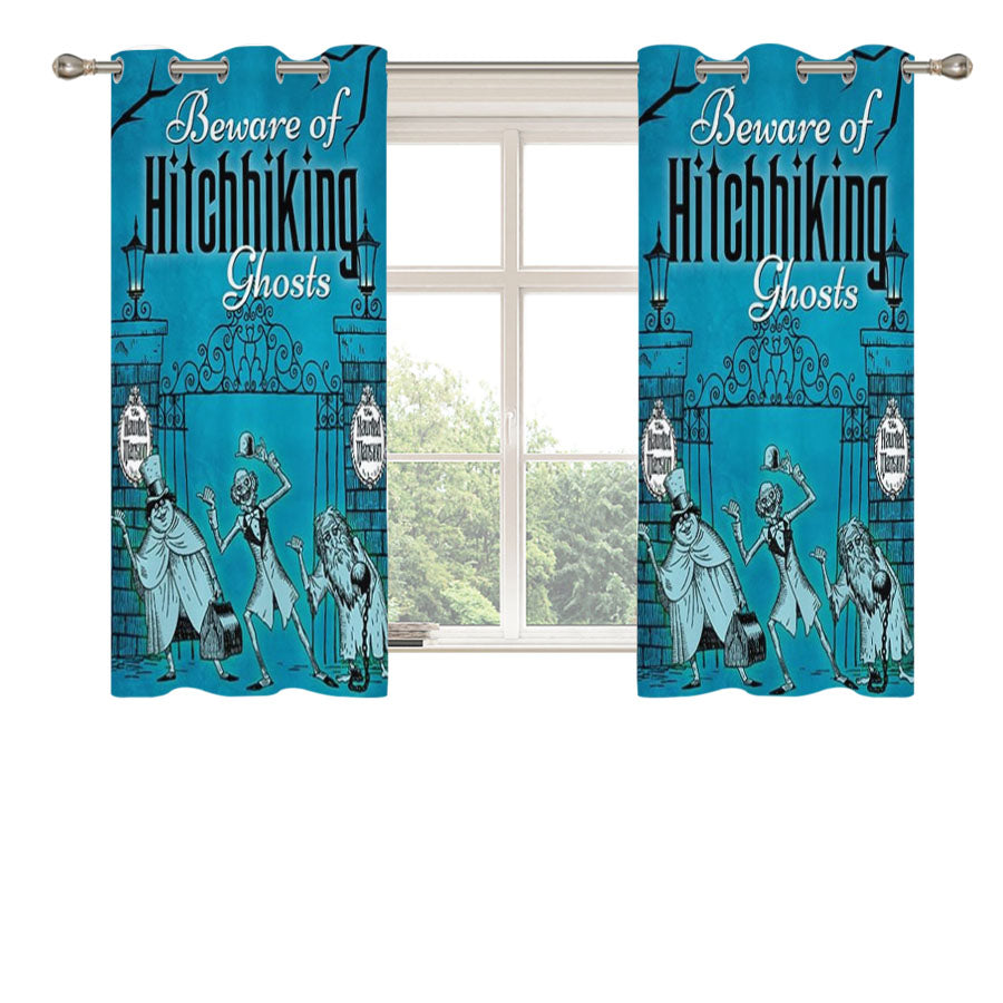 Hitchhiking-Ghosts-Haunted-Mansi Peach Skin Window Curtains