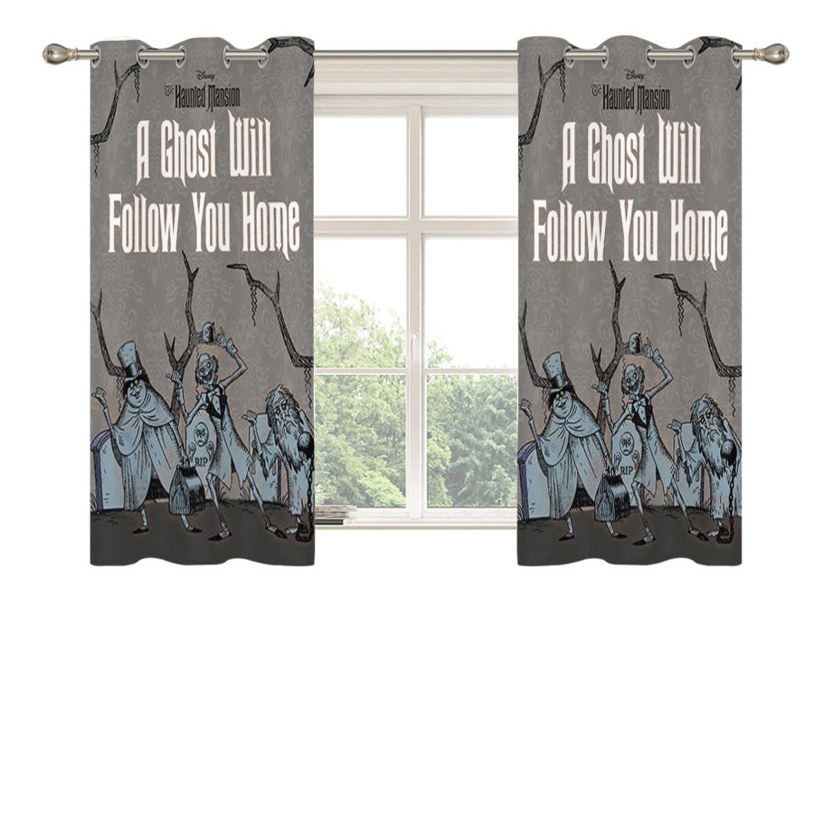 Hitchhiking Ghosts Haunted Mansion Peach Skin Window Curtains