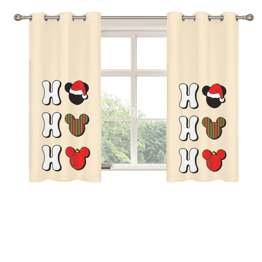Ho Ho Ho Mickey Peach Skin Window Curtains