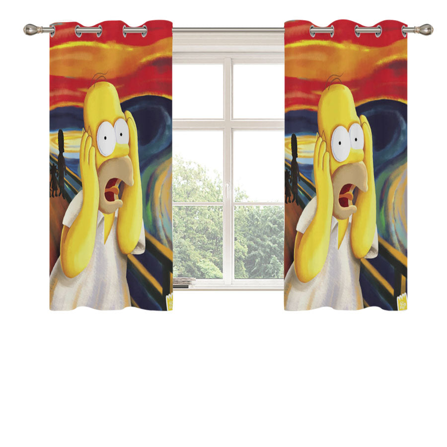 Homer Simpson Scary Paint Peach Skin Window Curtains