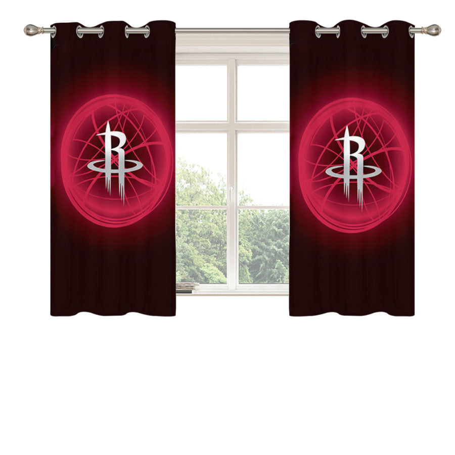 Houston Rockets Symbol Peach Skin Window Curtains