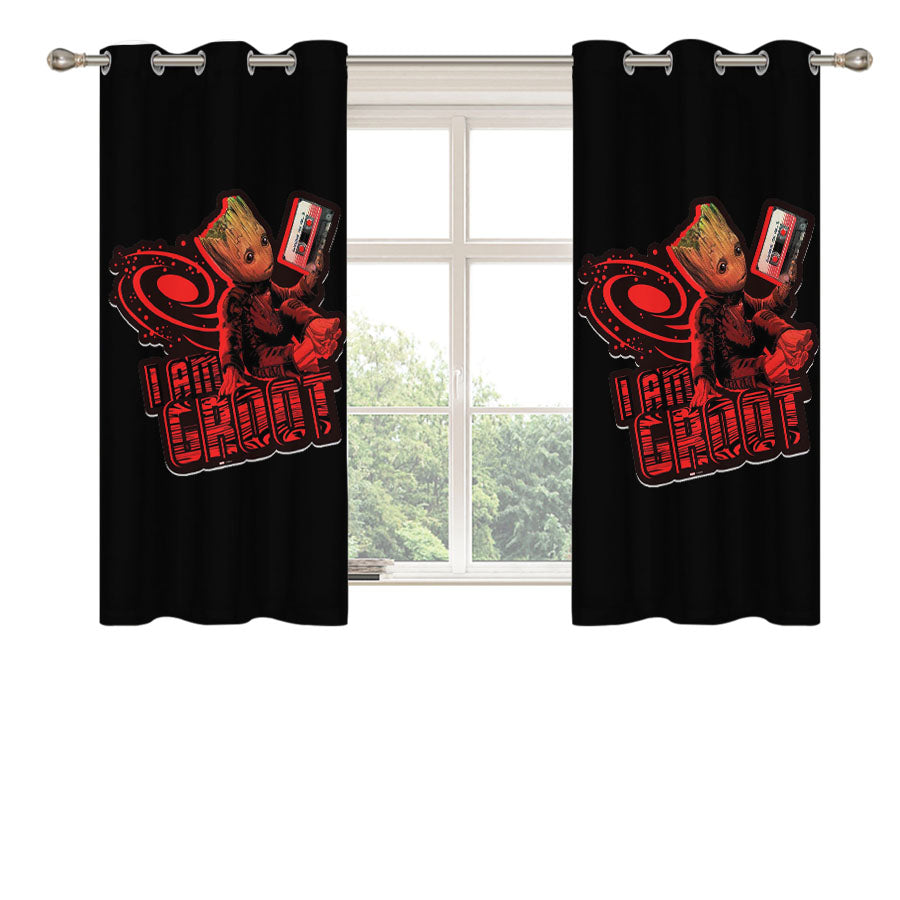 I Am Groot Art Peach Skin Window Curtains