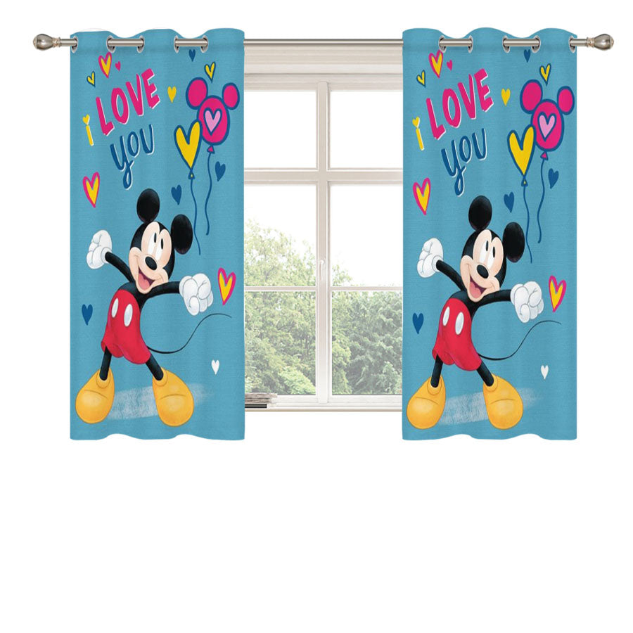 I Love You Mickey Peach Skin Window Curtains