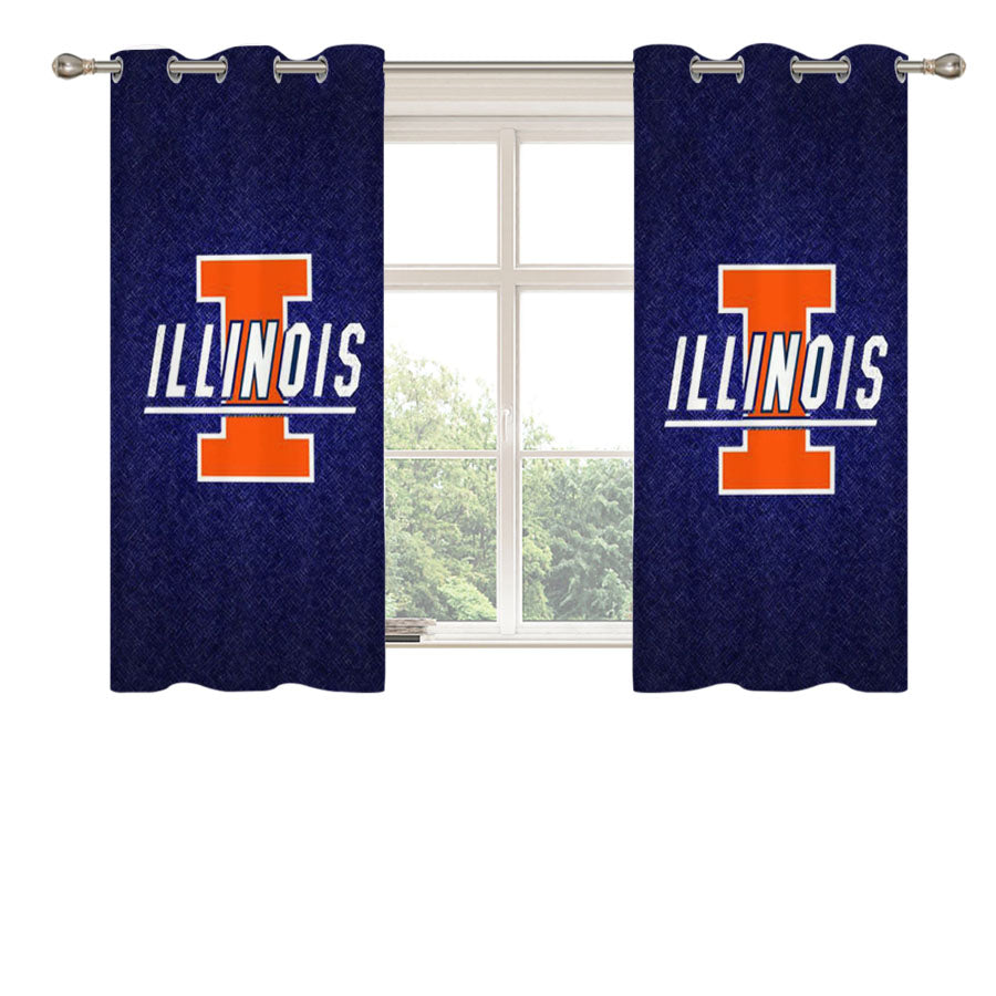 Illinois Fighting Logo Peach Skin Window Curtains