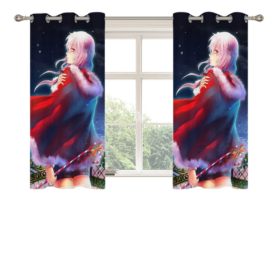 Inori Yuzuriha Christmas Red Dress Anime Girl Guilty Crown Peach Skin Window Curtains