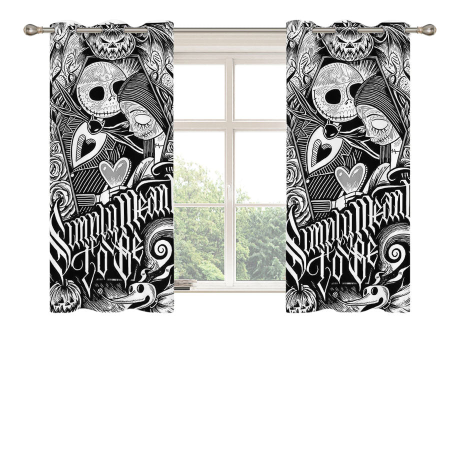 Jack And Sally Nightmare Before Christmas Peach Skin Window Curtains